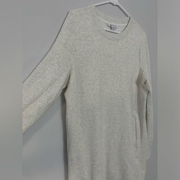 Athleta Coaster Luxe Sweatshirt Dress Long Sleeve Pockets Heather Gray Fog L - Picture 6 of 15